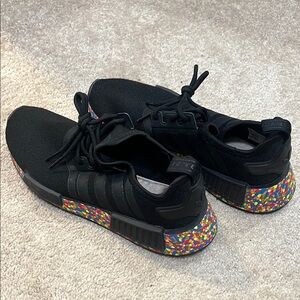 adidas Black Athletic Shoes with Multicolor Sole